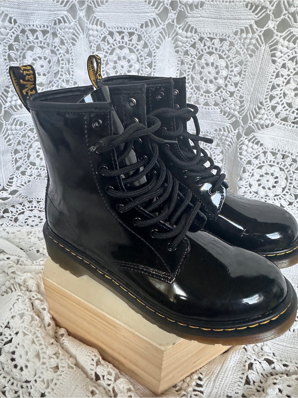 Dr. Martens 1460 Black Patent Boots Youth 5 / Fits Women’s US 6 Side Zip